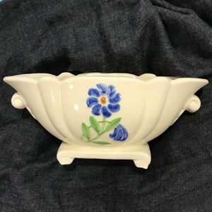 Vintage USA Pottery Vase Dish Cream